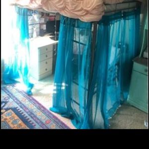 Teal blue/aqua blue Curtains- Set of 4- 60 in